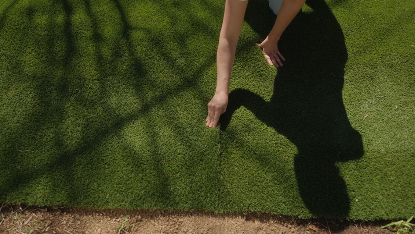 Eco-friendly artificial grass being inspected in San Clemente